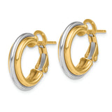 14K Two-tone Gold  Omega Back Hoop Earrings