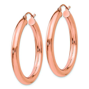 14K Rose Gold Tube Hoop Earrings