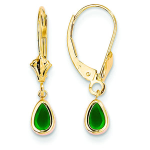 14K Yellow Gold Emerald/May Earrings from Miles Beamon Jewelry - Miles Beamon Jewelry