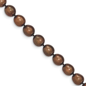 14K Yellow Gold Coffee Brown Freshwater Cultured Pearl Necklace