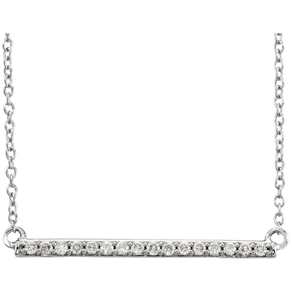14K White Diamond Bar Necklace 