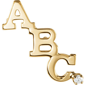 14K Yellow Gold Initial Collar Pin With Diamond from Miles Beamon Jewelry - Miles Beamon Jewelry