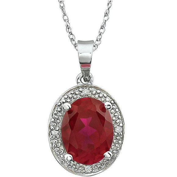 14K White Gold Ruby & Diamond Necklace 