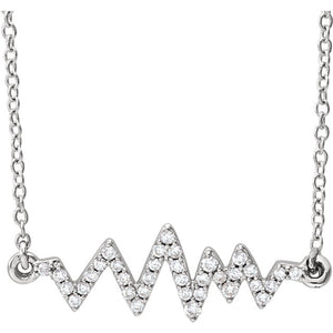 14K White Diamond "Heartbeat" Diamond Necklace 