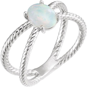 Sterling Silver Opal Cabochon Rope Ring from Miles Beamon Jewelry - Miles Beamon Jewelry