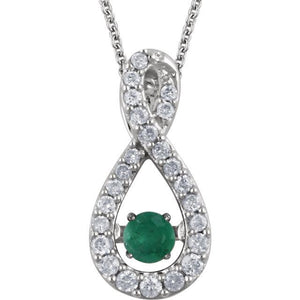 14K White Gold Emerald Necklace 