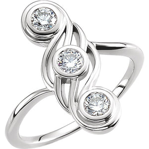 14K White Gold Diamond Three-Stone Ring 
