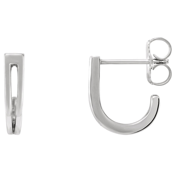 Sterling Silver Geometric J-Hoop Earrings from Miles Beamon Jewelry - Miles Beamon Jewelry