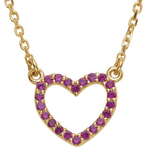 14K Yellow Gold Ruby Heart Necklace 